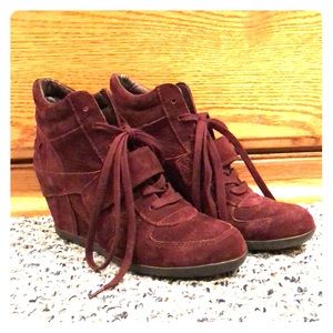 Ash Limited Bowie Wedge Suede Leather High Sneaker